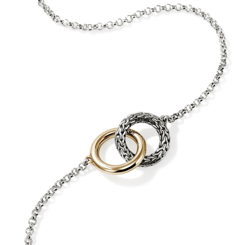 Sterling Silver and 14K Yellow Gold Linked Circle Necklace