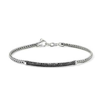 John Hardy Sterling Silver and Black Sapphire Pave Bar Bracelet