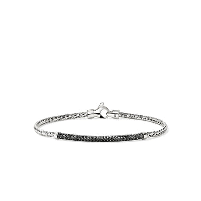 Sterling Silver and Black Sapphire Pave Bar Bracelet