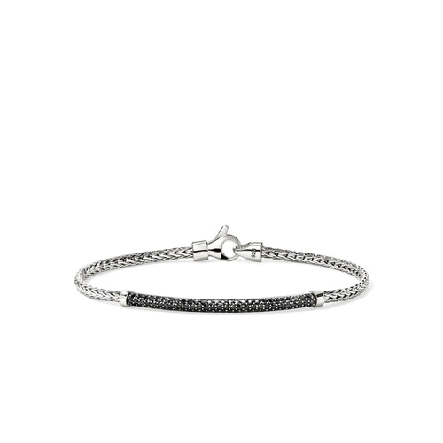 Sterling Silver and Black Sapphire Pave Bar Bracelet