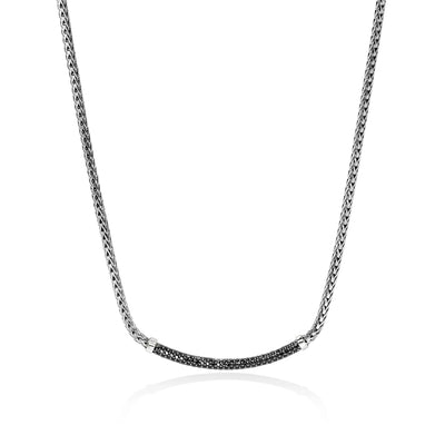 John Hardy Sterling Silver and Black Sapphire Pavé Necklace