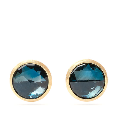 18K Yellow Gold London Blue Topaz Medium Stud Earrings