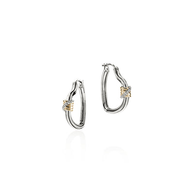 John Hardy Sterling Silver and 14K Yellow Gold Heart Diamond Earrings