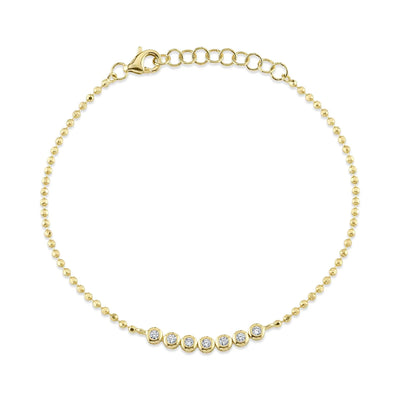 Diamond Bezel-Set Ball Chain Bracelet in 14K Yellow Gold, 0.15cttw