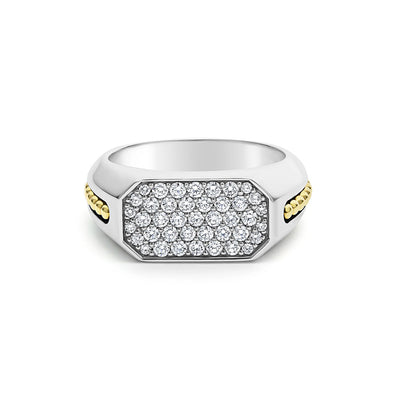 Sterling Silver Diamond Octagon Statement Ring