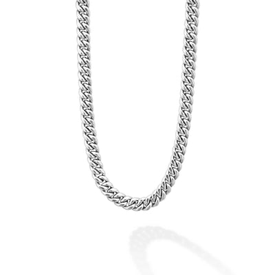 Silver Curb Chain Necklace, 8mm