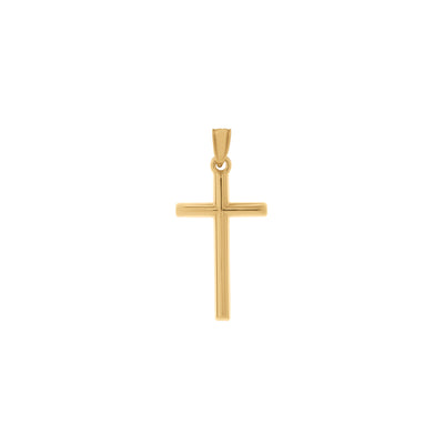 Small Beveled Cross Pendant in 14K Yellow Gold