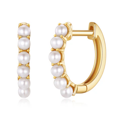 Cultured Pearl Huggie Earrings in 14K Yellow Gold