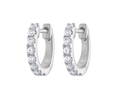 Diamond Huggie Earrings in 14K White Gold, 0.30cttw
