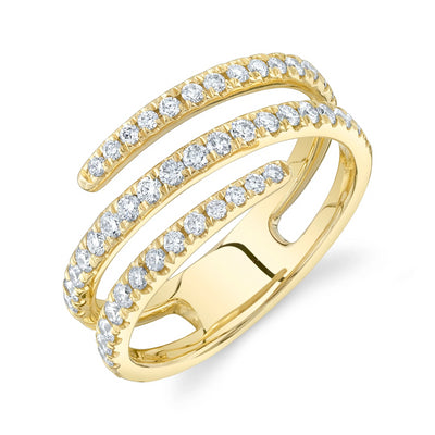 Pavé Diamond Open Spiral Ring in 14K Yellow Gold, 0.61cttw