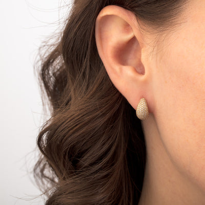 Pavé Diamond Dome Huggie Earrings in 14K Yellow Gold, 0.62cttw