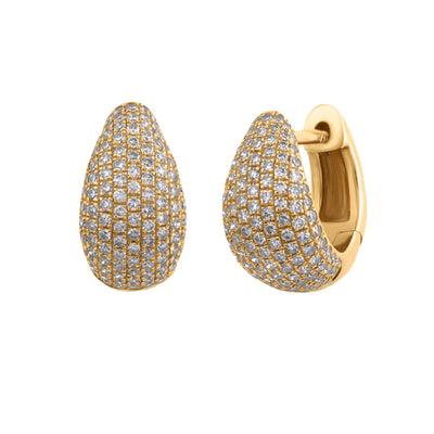 Pavé Diamond Dome Huggie Earrings in 14K Yellow Gold, 0.62cttw