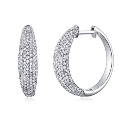 Pavé Diamond Dome Earrings in 14K White Gold, 0.62cttw
