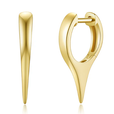 Short Spike Huggie Earrings in 14K Yellow Gold