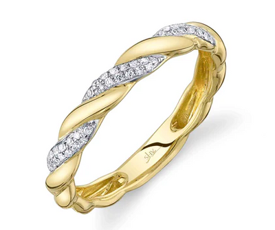 Pavé Diamond Twist Band in 14K Yellow Gold