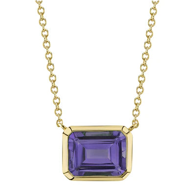 14K Yellow Gold Amethyst Necklace