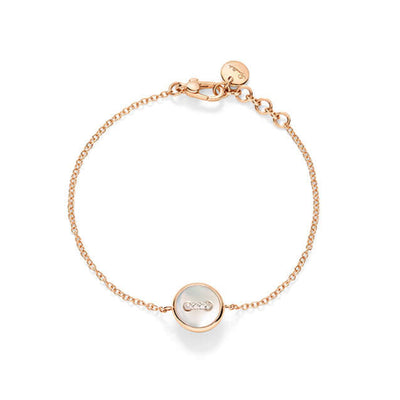 Pom Pom Dot Bracelet with White and Grey Mother-of-Pearl in 18K Rose Gold