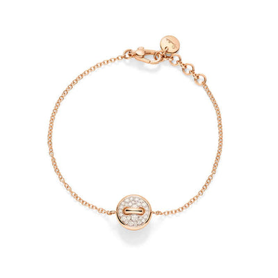 Pom Pom Dot Bracelet with Pave Diamonds and White Mother-of-Pearl in 18K Rose Gold