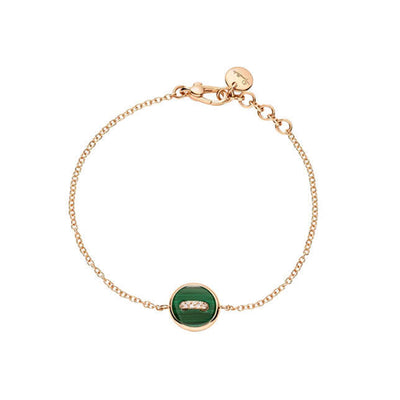 Pom Pom Dot Bracelet with Malachite and White Mother-of-Pearl in 18K Rose Gold