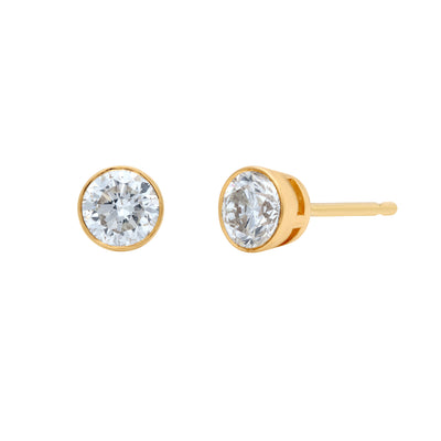 14K Yellow Gold Diamond Stud Earrings