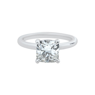 Cushion Lab Grown Solitaire Engagement Ring in 14K White Gold, 2.50ct