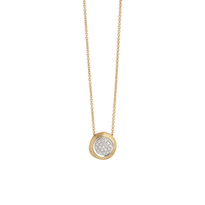 Jaipur Gold Diamond Pavé Disk Pendant Necklace in 18K White/Yellow Gold, 0.15cttw