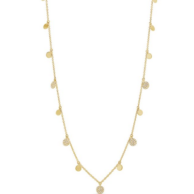 Pavé Diamond Circle Station Necklace in 14K Yellow Gold, 0.31cttw