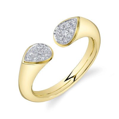 Pavé Diamond Pear Split Ring in 14K Yellow Gold, 0.19cttw