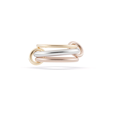 18K Yellow and Rose Gold and Sterling Silver 3 Ring