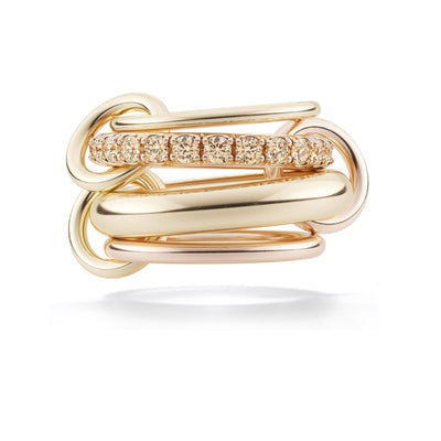 Brown Diamond Four-Band Ring in 18K Yellow & Rose Gold, 1.20cttw