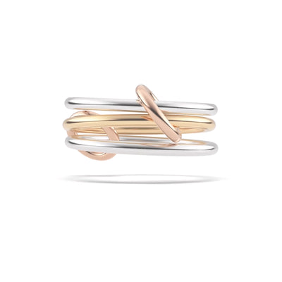 18K Yellow/Rose Gold and Sterling Silver Solarium Band