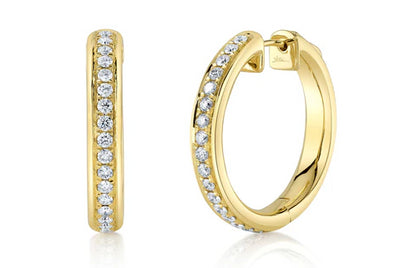 Diamond Hoops Earrings in 14K Yellow Gold, 0.75cttw