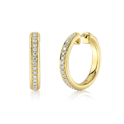 Diamond Hoops Earrings in 14K Yellow Gold, 0.75cttw