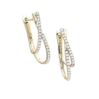 Double Hoop Diamond-Lined Earrings in 14K Yellow Gold