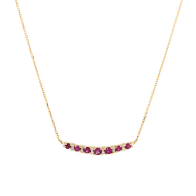 14K Yellow Gold Ruby and Diamond  Necklace