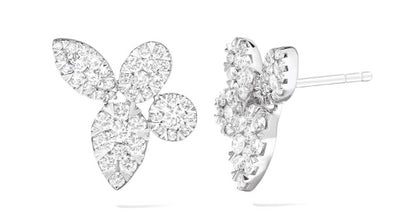 14K White Gold Diamond Bloom Earrings