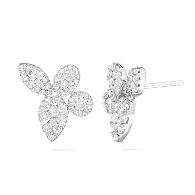 14K White Gold Diamond Bloom Earrings