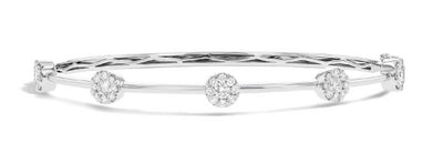 14K White Gold Diamond Bangle Bracelet