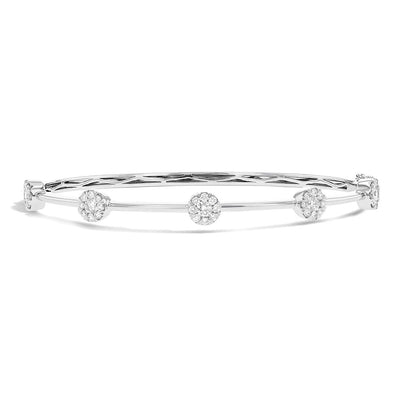 14K White Gold Diamond Bangle Bracelet