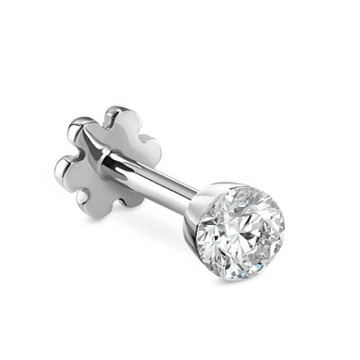 18K Invisible Set Diamond Threaded Stud Earring