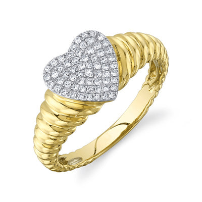Pavé Diamond Heart Ring in 14K Yellow Gold, 0.17cttw