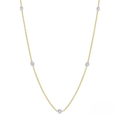 3-Station Diamond Necklace in 14K White and Yellow Gold, 0.25 cttw