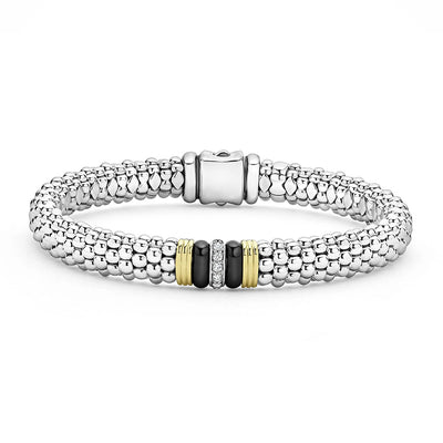 18K Sterling Silver/Ceramic Diamond Bracelet