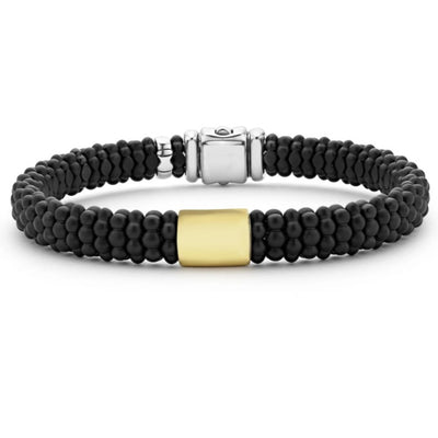 18K Gold Matte Ceramic Beaded Bracelet, 9mm