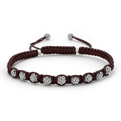 Sterling Silver and Brown Macrame Bracelet
