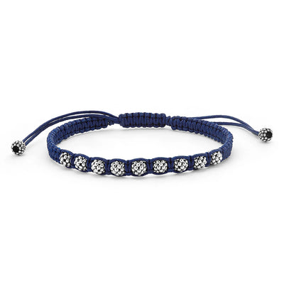Sterling Silver and Navy Blue Macrame Bracelet