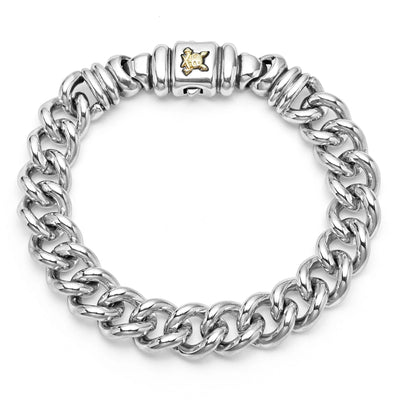 18K Yellow Gold and Sterling Silver Anthem Curb Chain Bracelet