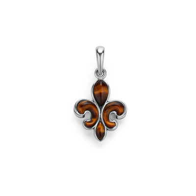 Sterling Silver and Tiger-eye Fleur De Lis Amulet