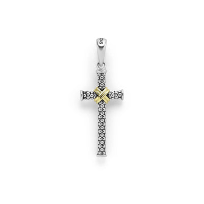 Two-Tone Caviar Beaded X Cross Amulet