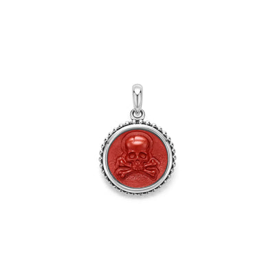 Sterling Silver and Red Jasper Skull and Crossbones Amulet